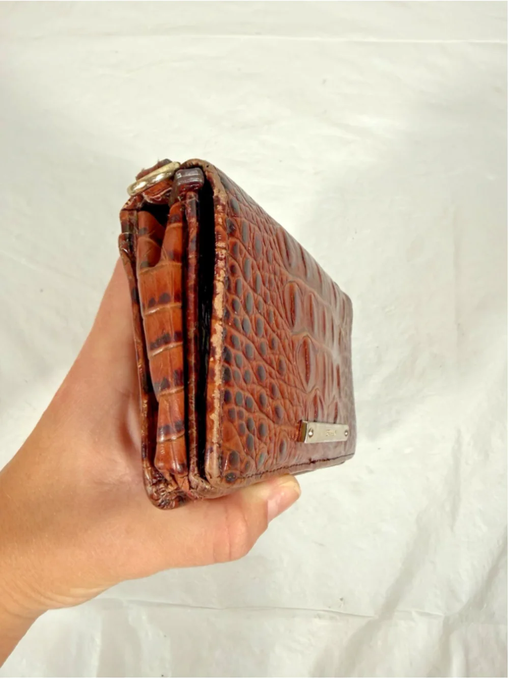 BRAHMIN DEBRA PECAN MELBOURNE LEATHER Croc Embossed WALLET